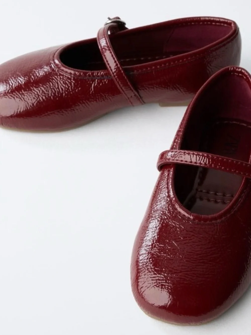 Zara Girls Patent Mary Jane Shoes in Deep Red